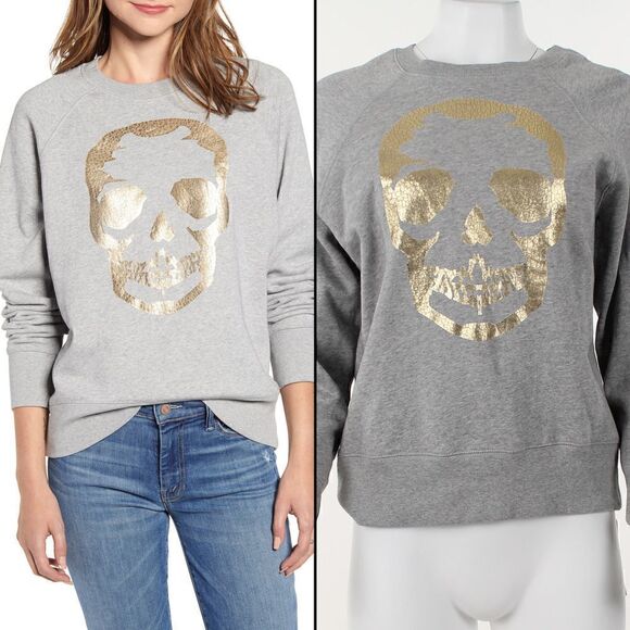 Zadig & Voltaire Gold Foiled Skull Sweatshirt - Picture 1 of 5
